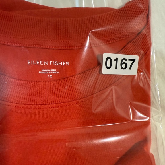 Eileen Fisher Women's Vibrant Red Orange Organic Cotton Spandex Shirt Size 1X - Picture 7 of 7